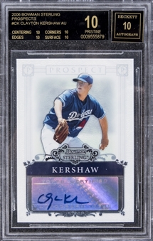 2006 Bowman Sterling Prospects #CK Clayton Kershaw Signed Rookie Card – BGS PRISTINE 10/Black Label 10 "1 of 1!"